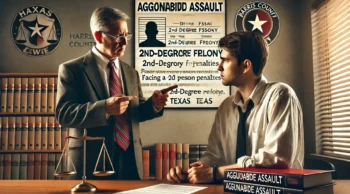 Criminal defense lawyer near you explaining aggravated assault charges to a client in Harris County