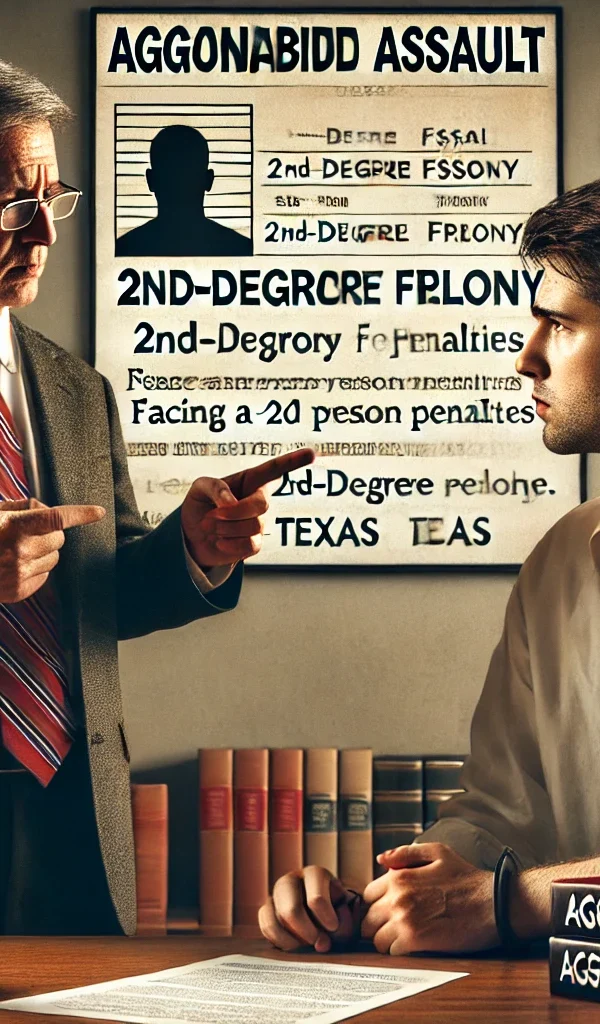 Criminal defense lawyer near you explaining aggravated assault charges to a client in Harris County