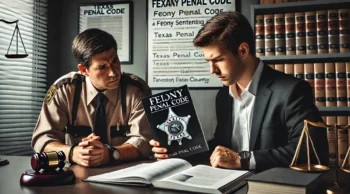 Criminal defense lawyer near you discussing assault charges against a public servant in Texas with a concerned client