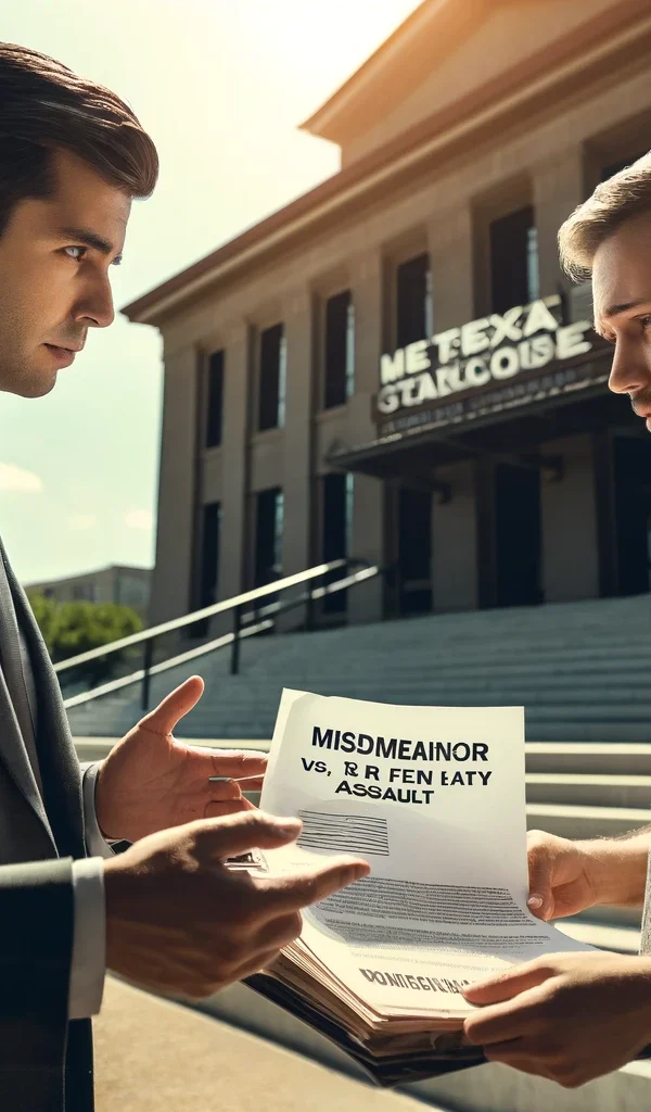 Criminal defense attorney near you discussing misdemeanor vs. felony assault charges and sentencing in Texas