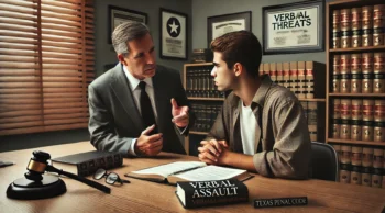 Criminal defense lawyer near you discussing verbal assault charges with a client after a heated argument in Texas